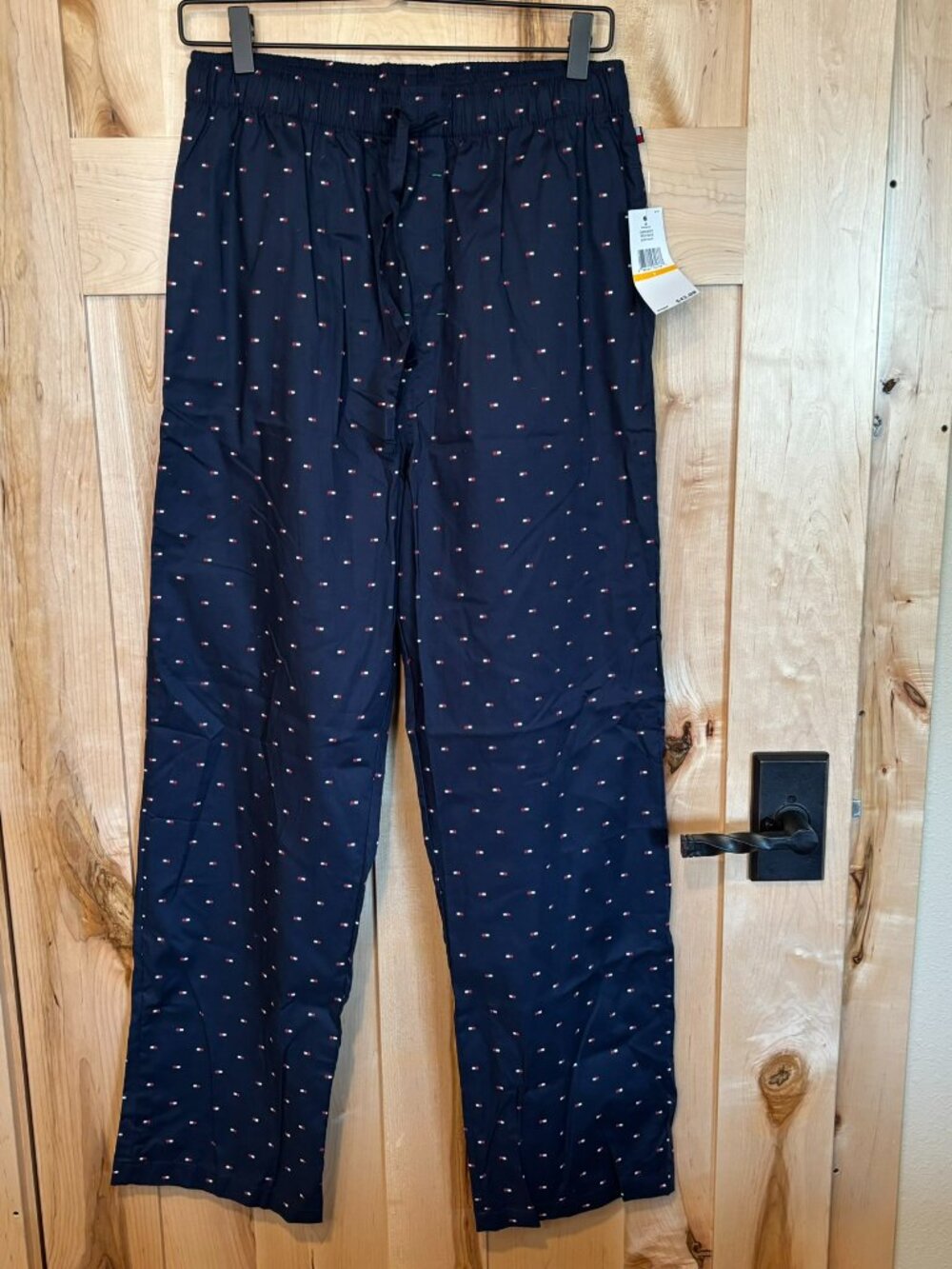 New NWT Tommy Hilfiger Sleep Bottoms S $42 Blue Logo 100% Cotton